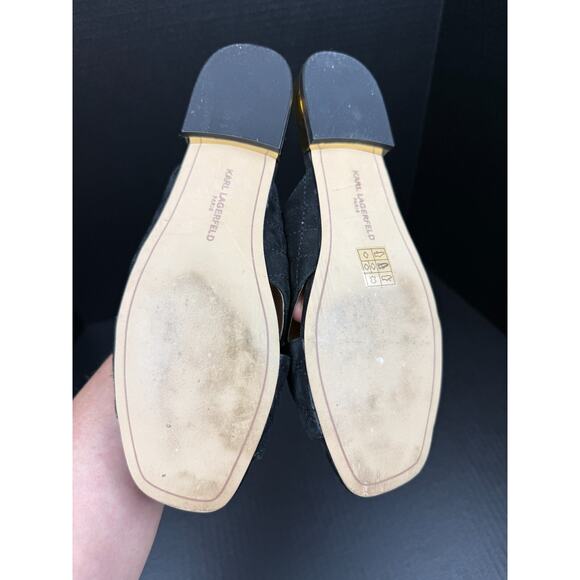 Karl Lagerfield Paris Rae Black Quilted Leather Upper Slides Size 8.5M - Picture 8 of 10